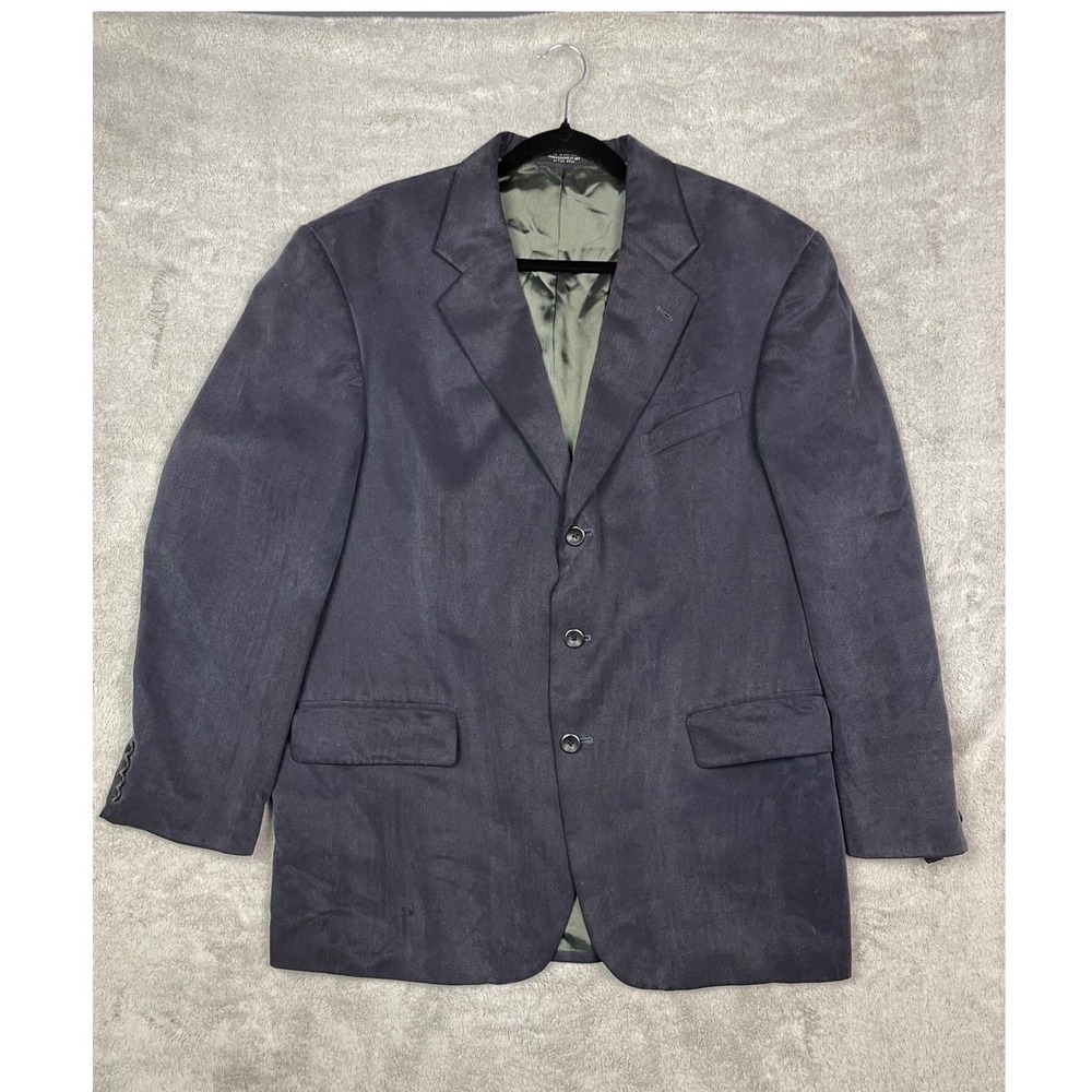 Oscar de la Renta‎ Blazer 43R Navy Slate Blue 100% Tencel Lyocell Sport Coat 3-B